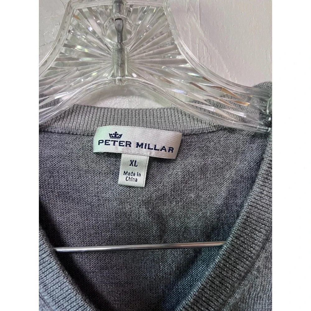 Peter Millar Mens Gray Merino Silk Hong Kong Golf Club V-Neck Sweater Vest XL